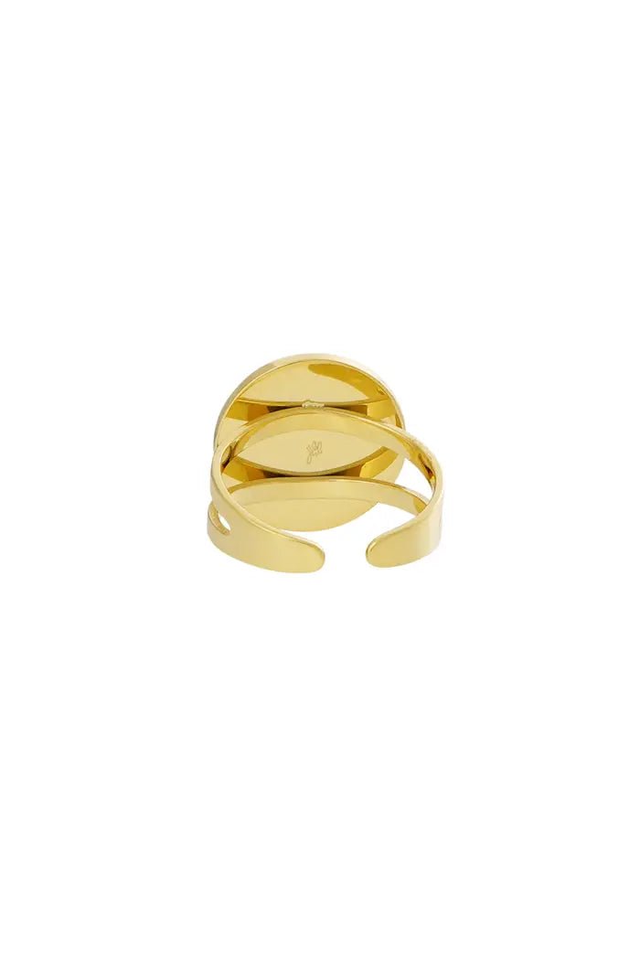 Ring goud rond natuursteen met zon - LoveSieraden