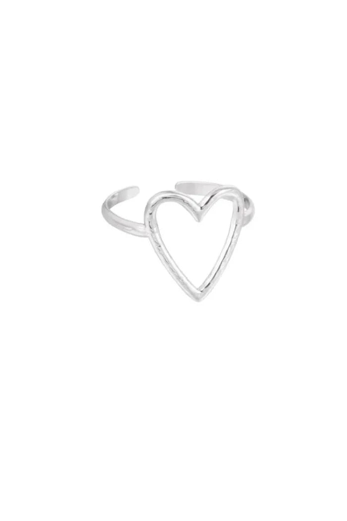 Ring open hart zilver - LoveSieraden