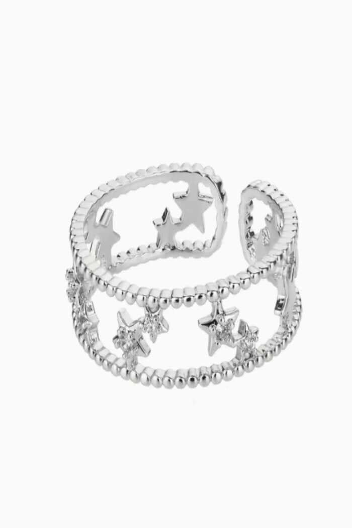 Ring open met schitterende sterretjes - LoveSieraden