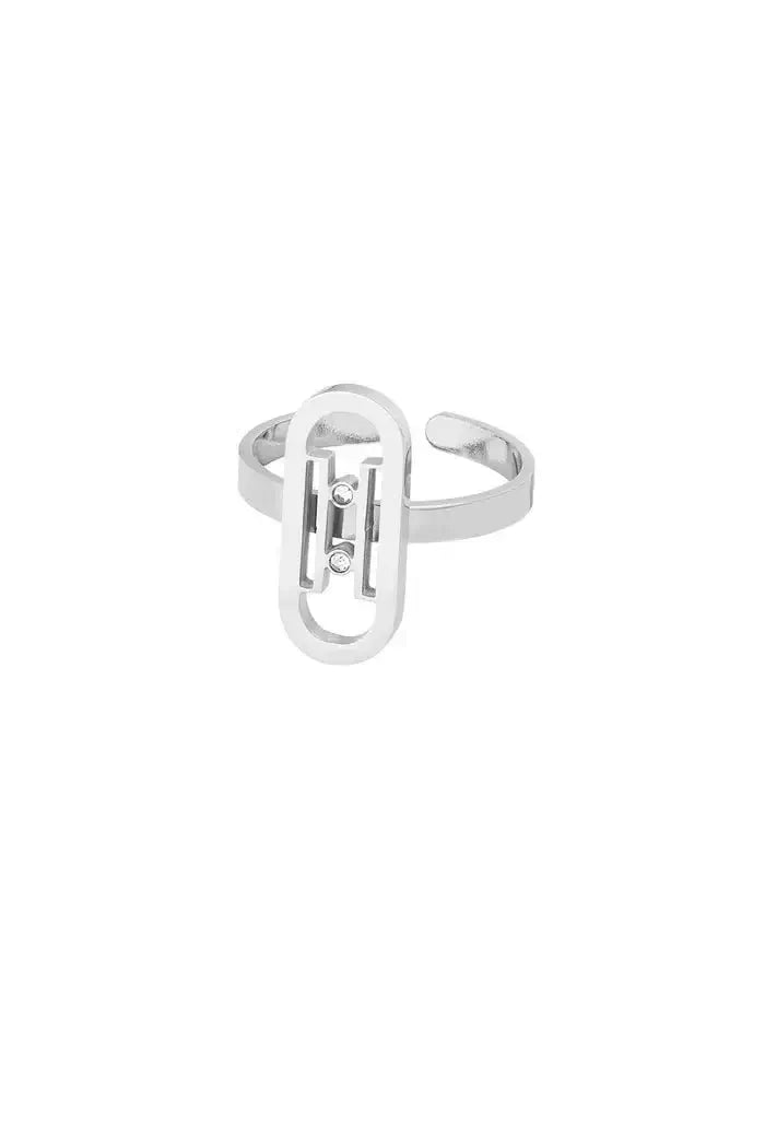 Ring schakel met steentjes - LoveSieraden