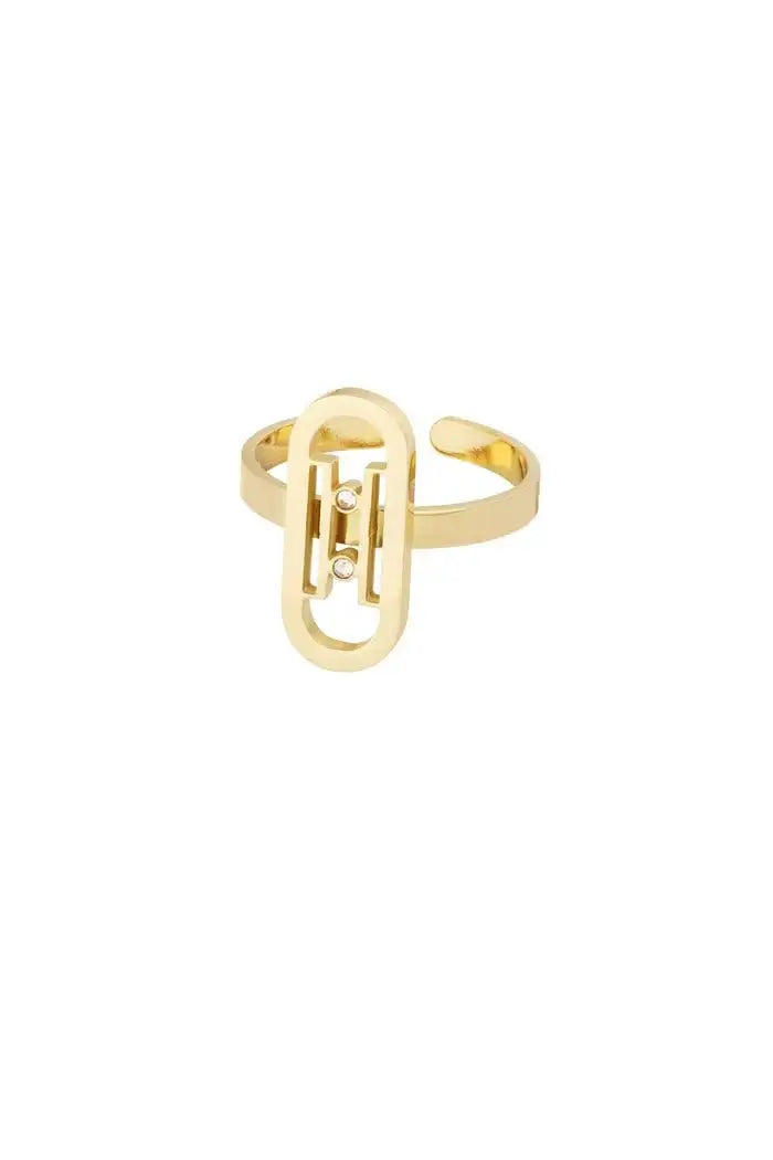 Ring schakel met steentjes - LoveSieraden