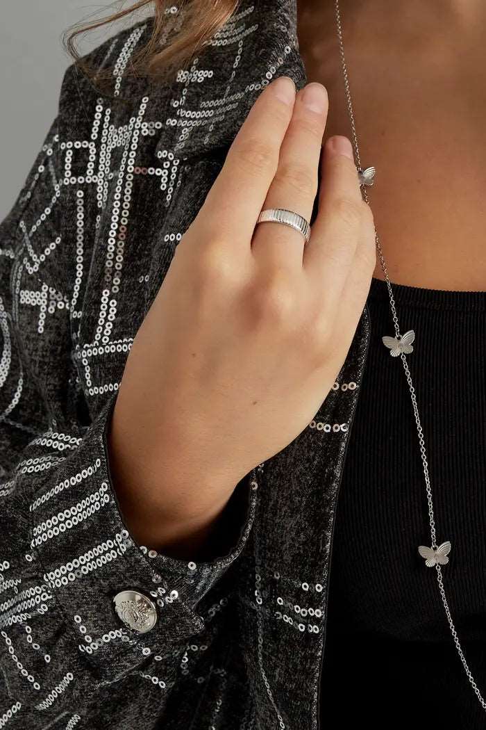 Ring zilver streepmotief - LoveSieraden