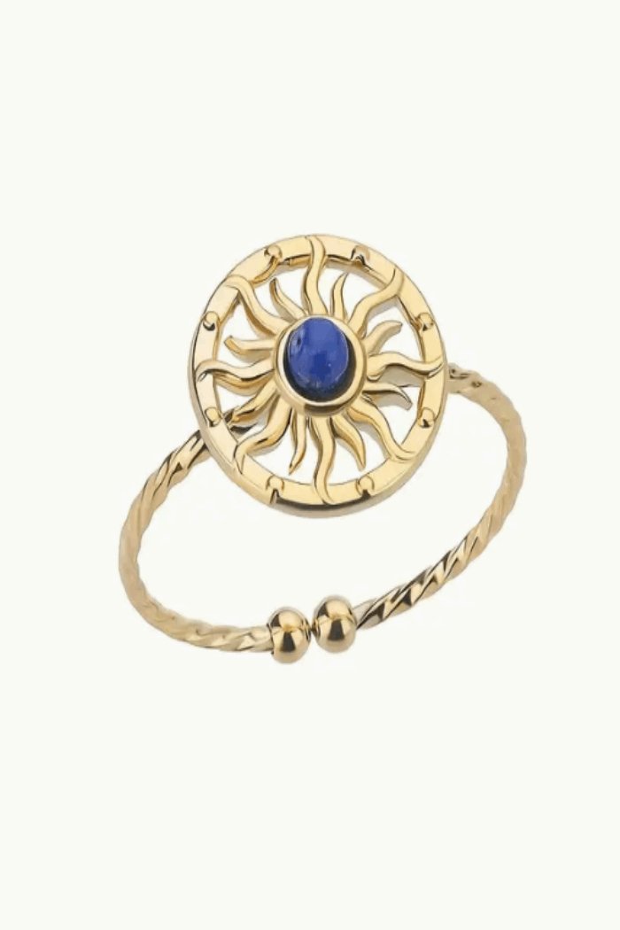 Ring zonnig met een blauwe steen - LoveSieraden