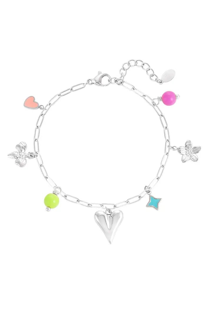 Schakelarmband met bedels zomerkleuren - LoveSieraden