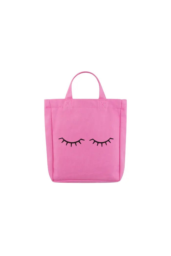 Tas canvas roze met te leuke wimpers - LoveSieraden