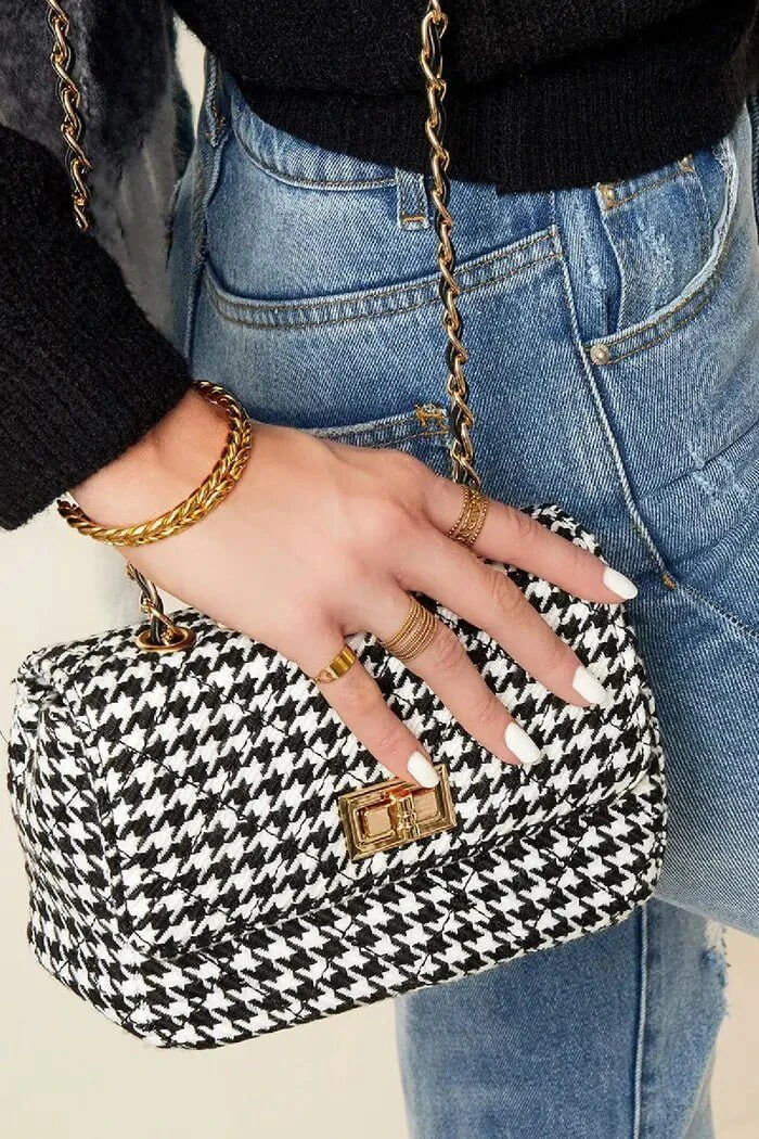 Tas geruit zwart en wit - LoveSieraden