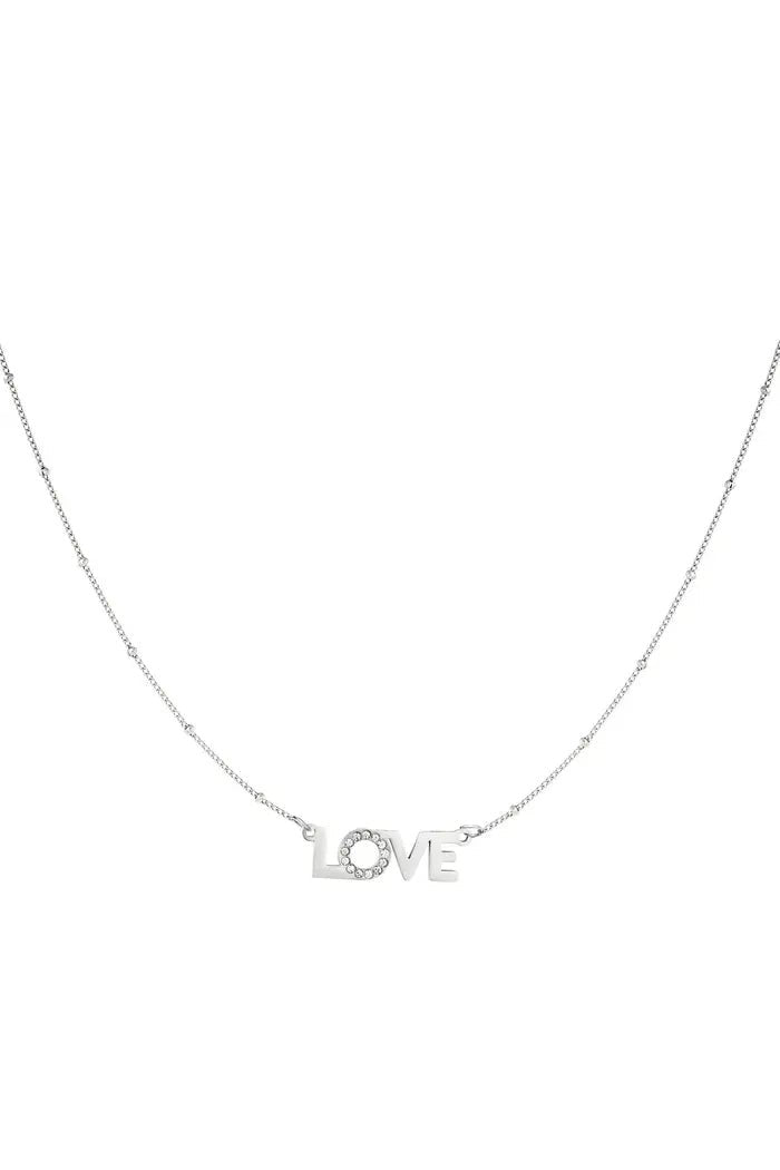 Zilveren ketting hanger love - LoveSieraden