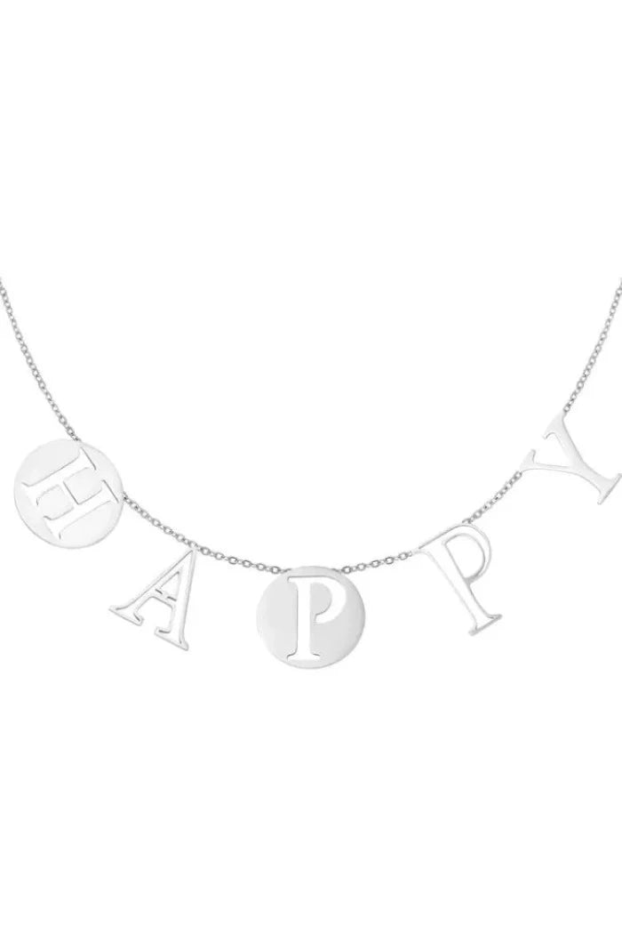 Zilveren ketting Happy - LoveSieraden