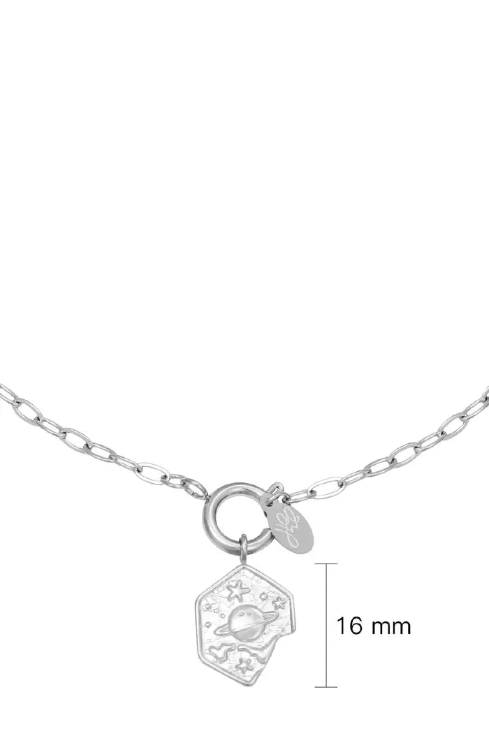 Zilveren ketting met bedel universum - LoveSieraden