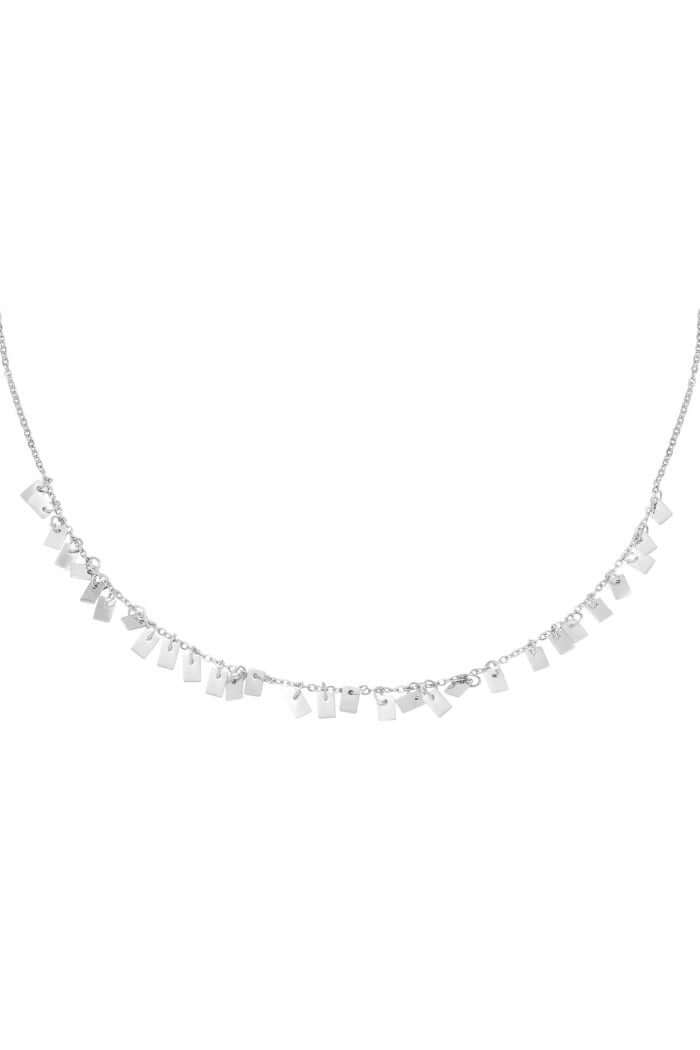 Zilveren ketting met stijlvolle rechthoekige bedeltjes - LoveSieraden
